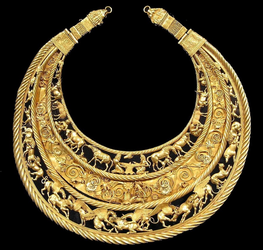 Famous Scythian golden pectoral from Tovsta Mohyla burial mound in Ukraine